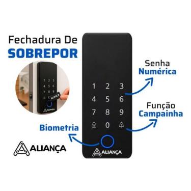 Imagem de Fechadura Alianca Digital Sobr Porta de Vidro Correr 93563 - Soprano