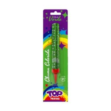 Imagem de Vela vulcão com chama colorida para aniversário - Top Festas, Verde