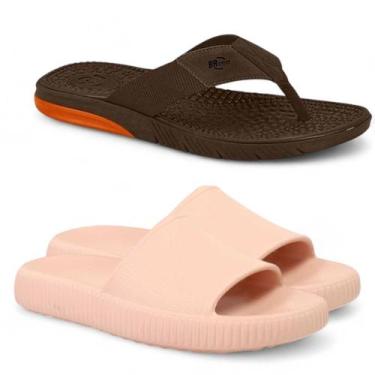 Imagem de Kit 2 Chinelos Masculinos Flex Sport E Slide Ortopédico - RGP, Café, B