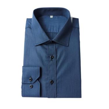 Imagem de Camisa Masculina Social QiLin Modal Não Amassa 0013, Marinho, 2