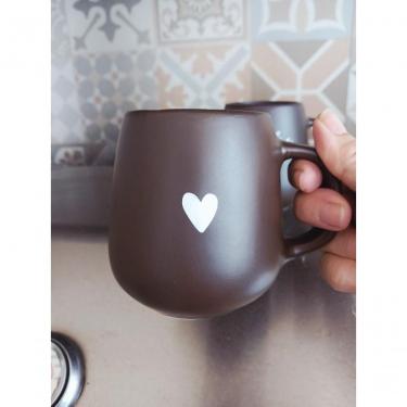 Imagem de Caneca Bojuda Coração Minimalista em Porcelana 260ML para Café Mesa Posta Marrom Dela Home