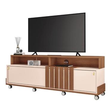 Imagem de Rack Bancada De 70 Pol 180cm Analu H01 Castanho/off White - Mpozenato