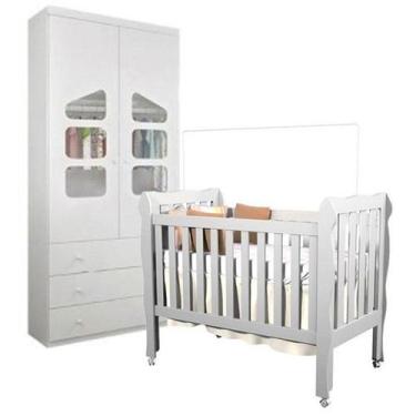 Imagem de Jogo de Quarto Eloisa com Guarda Roupa 2 portas e Berço Minicama Lila 
