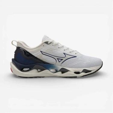 Imagem de Tênis Mizuno Wave Stratos 3 - Masculino - 42 - Branco-Marinho, Branco,