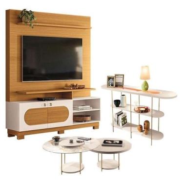Imagem de Estante Home Theater Axis Cinamomo Off White Com Kit Mesa De Centro Sk