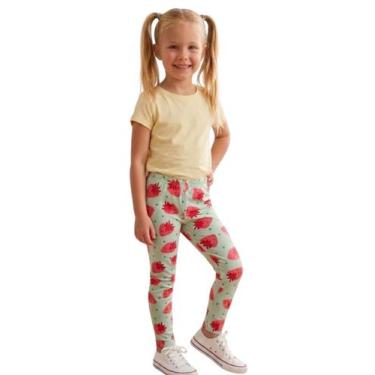 Imagem de Calça Legging Infantil Menina Cotton Estampada Morango Confortável Cós