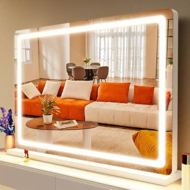 Imagem de Espelho de maquiagem Gvnkvn LED grande de 32 x 24 cm com aumento de 10