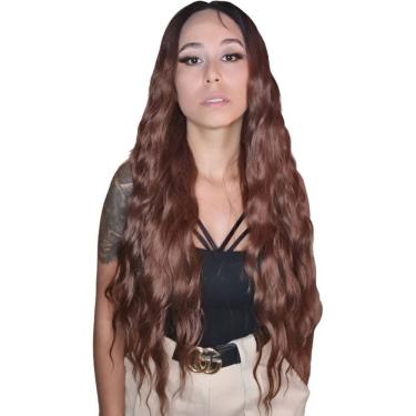 Imagem de Peruca Lace Front Ondulada Longa Fibra Futura 75 Cm