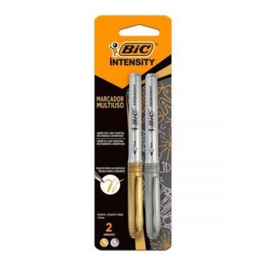 Imagem de Pincel marcador permanente Intensity Metálico com 2 cores 522222 - Bic