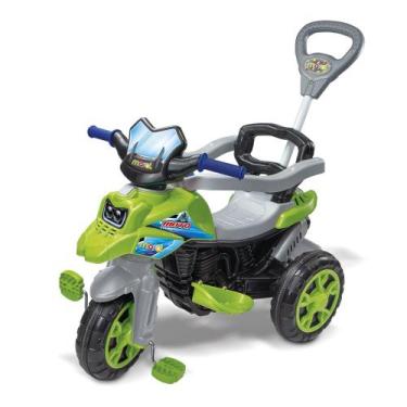 Imagem de Triciclo Infantil Maral Moto Trail Verde Passeio com Haste Direcionáve