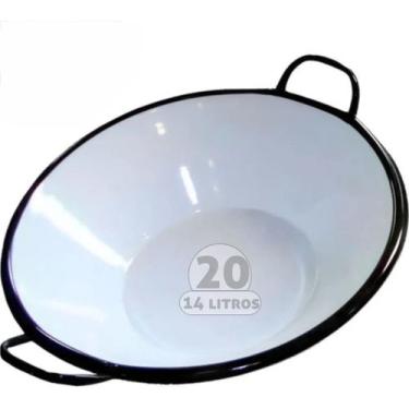 Imagem de Tacho Esmaltado Chiquim N20 Branco 14 Litros Para Frituras Numero 20