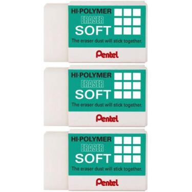Imagem de Borracha Branca Sem Resíduo Pentel Hi Polymer Tecnica 3 Unid
