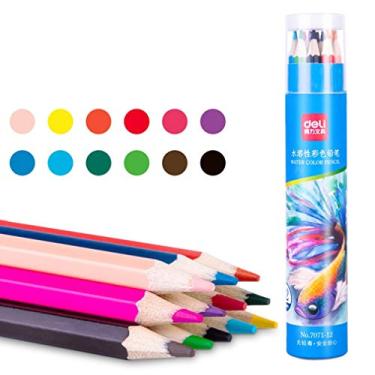 Imagem de Lápis de cor solúvel em água hexagonal, corpo de 12 cores, adequado para pintura e esboço