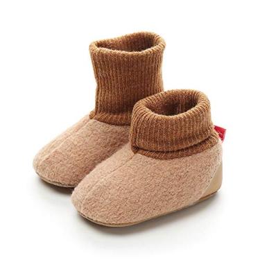 Imagem de Z-T FUTURE Botas de inverno unissex para bebês meninos elástico bonito de crochê botas de neve infantil menina berço 0 – 18 meses, Z-khaki, 0-6 Months Infant