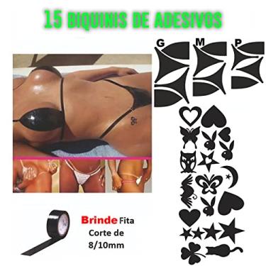 Imagem de Kit 15 Biquini Tamanho (G) Adesivo Bronzeamento Artificial + Fita E Tatoo