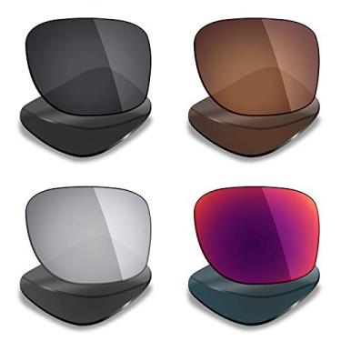 Imagem de 4 pares de lentes polarizadas de substituição Mryok para óculos de sol Oakley Holbrook – Stealth Black/Bronze Brown/Silver Titanium/Midnight Sun