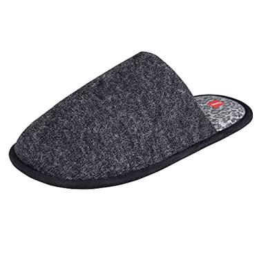 Imagem de Hanes Pantufa feminina de algodão confortável superior com espuma viscoelástica e sola antiderrapante, Leopardo preto, Large
