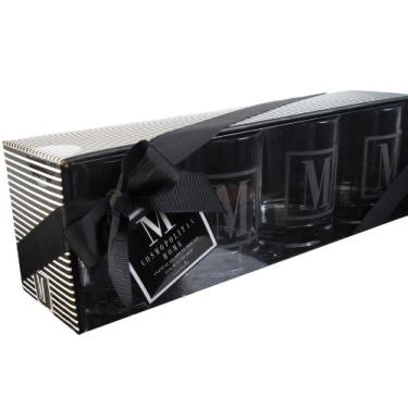 Imagem de Cosmopolitan Home by Mud Pie, conjunto de 4, copos duplos de 400 ml com monograma E