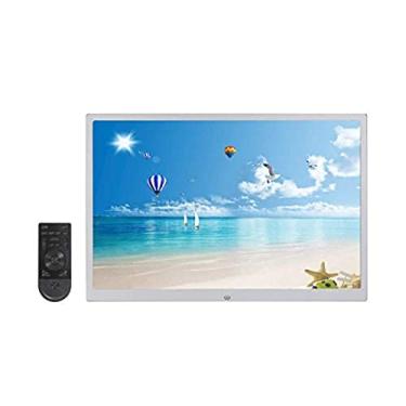 Imagem de JWCN Moldura para foto, 38 cm, liga de alumínio, ultrafina, lateral estreita, HD 1080p, montagem na parede, controle remoto digital, máquina de publicidade de álbum eletrônico - compatibilidade com presente, prata, atualizado