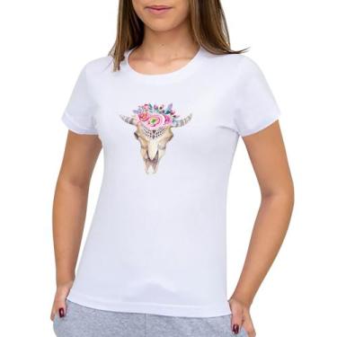 Imagem de Camiseta Casual Country Unissex Crânio C/ Flores - Maravs Confecções