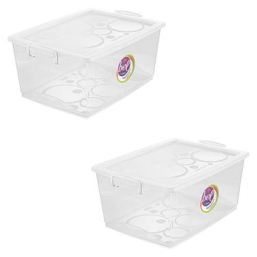 Imagem de Kit 2 Caixa Organizadora 30L Com Trava Cristal Ordene