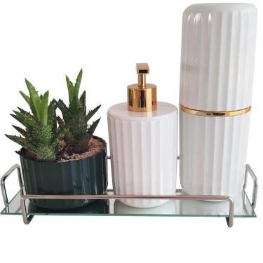 Imagem de Bandeja De Vidro Retangular Espelhada Para Decoração Casa Cromado