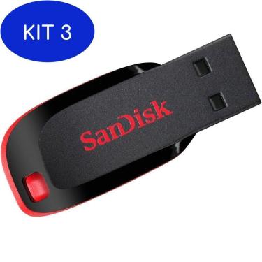 Imagem de Kit 3 Pen Drive 32Gb Sandisk Cruzer Blade