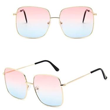 Imagem de Fashion Square Sunglasses Woman Ladies Sunglasses Male Female Vintage Big Frame Alloy Colorful Ocean Mirror,4,China