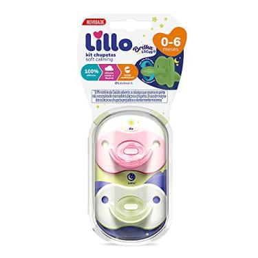Imagem de Lillo Kit De Chupeta 100% Silicone Calming Brilha No Escuro Bico Simétrico 0 A 6 Meses - Rosa