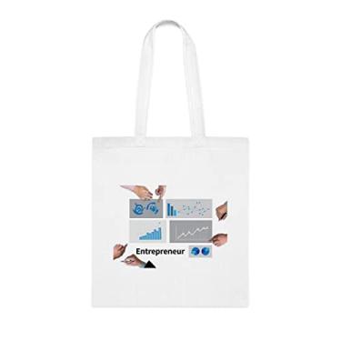Imagem de Sacola Empreendedor, Bolsa para Empreendedor, Presente para Empreendedor, Presente para Empreendedor, Bolsa de Ombro Empreendedor, Bolsas Reutilizáveis Empreendedor, Ideia de Presente para Cesta de Natal de Aniversário, Branco
