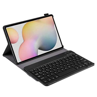 Imagem de GOSHYDA Teclado Bluetooth para tablet, com retroiluminação RGB, com capa protetora de couro PU, para Samsung Tab S7 2020 T870/T875 (preto)