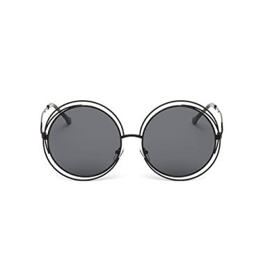 Imagem de Óculos de Sol Vintage Redondo Feminino Luxo Tamanho Grande Lente Espelho Óculos de Sol Retrô Feminino Legal, C1, Outros