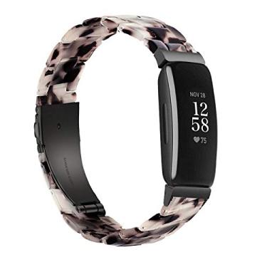Imagem de Wongeto Compatível com Fitbit Inspire 2 e pulseiras Inspire/Inspire HR para mulheres e meninas, pulseira de resina com fivela de aço inoxidável para acessórios Fitbit Inspire (cinza flor)