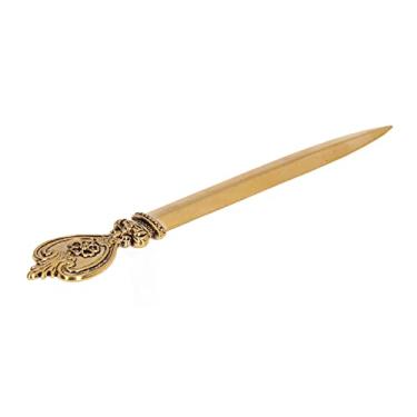 Imagem de Adaga de abridor de cartas,faca de ferro fundido de estilo antigo r¨²stico de luxo com al?a ergon?mica para cortar pacotes de envelopes de papel abertos(Gold), Abridores de cartas retr? elegante