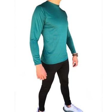 Imagem de Camiseta Térmica Verde Segunda Pele + Calça Térmica Segunda Pele Preta