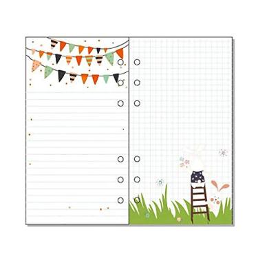 Imagem de Refil de papel A5, folhas soltas, 6 furos, 40 folhas (80 páginas) para organizador de 6 anéis, recarregável, caderno, agenda, diário de couro (pautado/treliça)