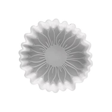 Imagem de Molde de silicone de girassol pequeno | Tamanho 10 cm de largura x 10 cm de comprimento x 2 cm de profundidade | Design de girassol pequeno para frescor, sabão, resina, velas