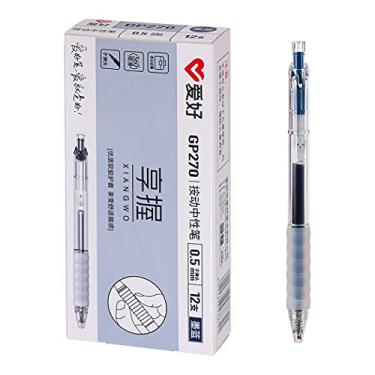 Imagem de czxwyst GP270 Canetas de tinta gel recarregáveis e retráteis com aderência macia grande capacidade de 0,5 mm ponta fina pacote com 12 (azul preto)