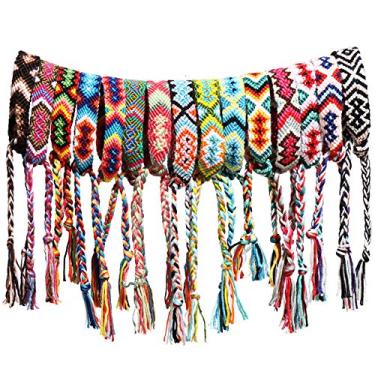 Imagem de 15 pulseiras de amizade estilo Nepal feitas à mão com pulseiras trançadas coloridas para mulheres e meninas
