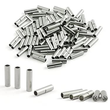 Imagem de ZYAMY 1 pacote de 100 conectores de bumbum não isolados 16 – 14 AWG cabo de ferrugem de fio não isolado kit de terminais enrolados de crimpagem conectores de bumbum nu