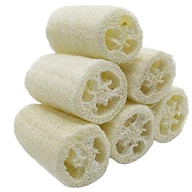 Imagem de Pacote com 6 esponjas naturais de 10 cm, esfoliante Serdokntbig SPA para cuidados com a pele no banho, a melhor esponja corporal Luffa, remove a pele morta