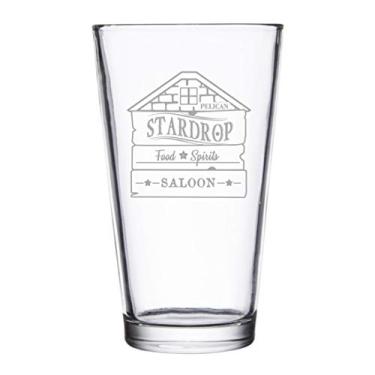 Imagem de Stardrop Saloon Rustic Bar Food Game Parody Sign Logo - Copos de cerveja gravados a laser para cerveja, caneca de 473 ml