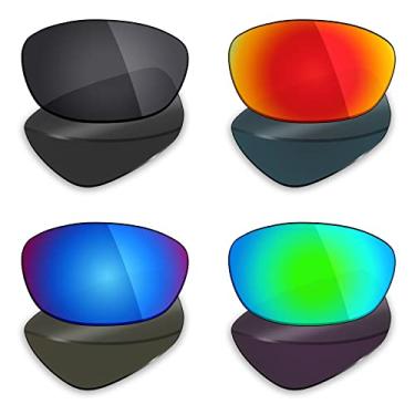 Imagem de 4 pares de lentes polarizadas de substituição Mryok para óculos de sol Wiley X Brick – Stealth preto/vermelho fogo/azul gelo/verde esmeralda