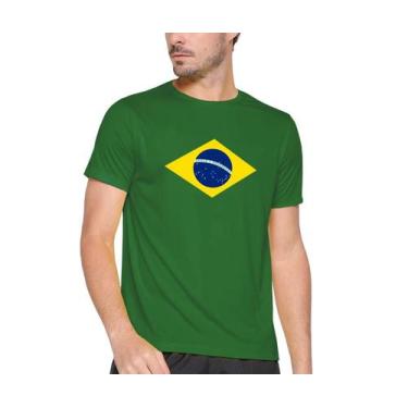 Imagem de Camiseta Verde Com Bandeira Do Brasil - Camisetal