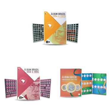 Imagem de Kit 3 álbuns moedas coleção 1956 a 2025 olímpiadas Rio 2016, república real, cruzado e cruzeiro