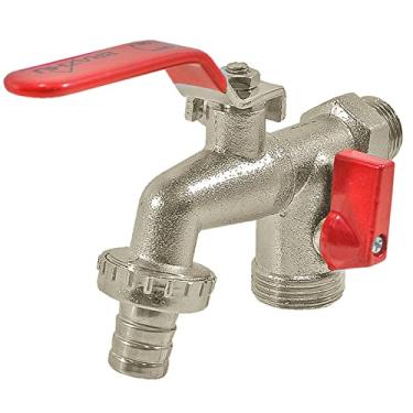 Imagem de Torneira Esfera Tanque E Maquina 2 Saidas 1/2 X 3/4 Metal