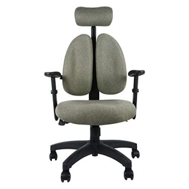 Imagem de cadeira de escritório Cadeira ergonômica Cadeira de escrivaninha Cadeira de escritório de computador com encosto alto Cadeira de trabalho de linho têxtil de náilon Cadeira de jogo de pés (cor: verde