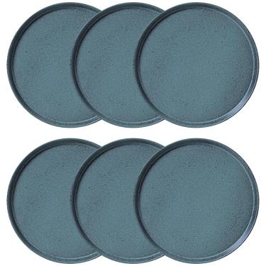 Imagem de Conjunto com 6 Pratos Rasos Porto Brasil Neo Night Sky em Stoneware 27 cm – Azul