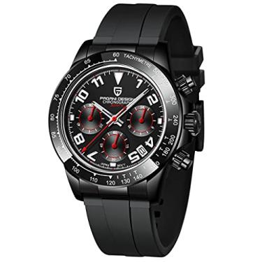 Imagem de Relógio de pulso masculino Pagani Design 1644, movimento japonês VK63, vidro com mostrador de safira sintética, pulseira de aço inoxidável, 100 m à prova d'água com cronógrafo, Aço 1653, preto