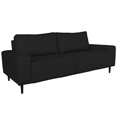 Imagem de Sofá 3L Sala de Estar Recepção 220cm Bipartido Brad Couro Preto G58 - Gran Belo